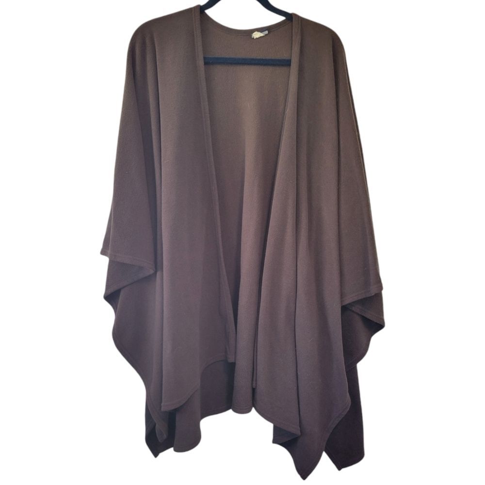 Croft & Barrow Brown Fleece Poncho Shawl One Size